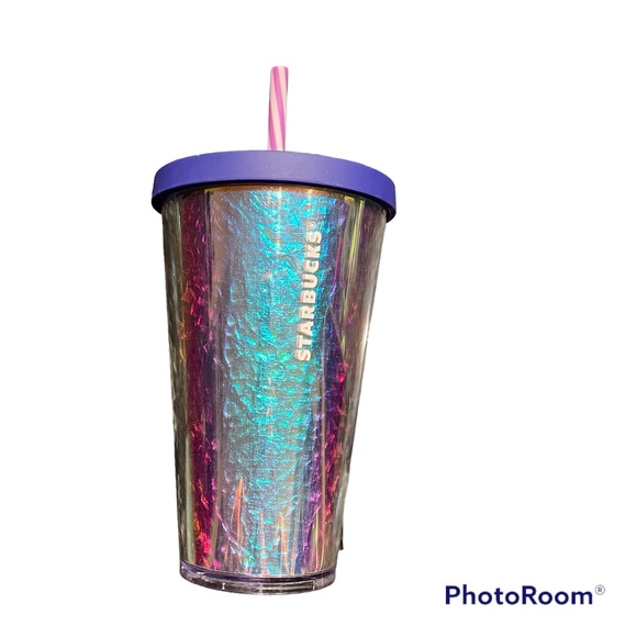 Starbucks acrylic blue crinkle wave iridescent foil 2019 shiny - Picture 8 of 16